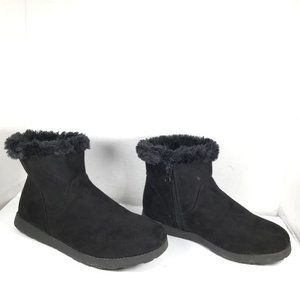 Cat & Jack Girl's Faux Fur Round Toe Ankle Boots Black Size 5